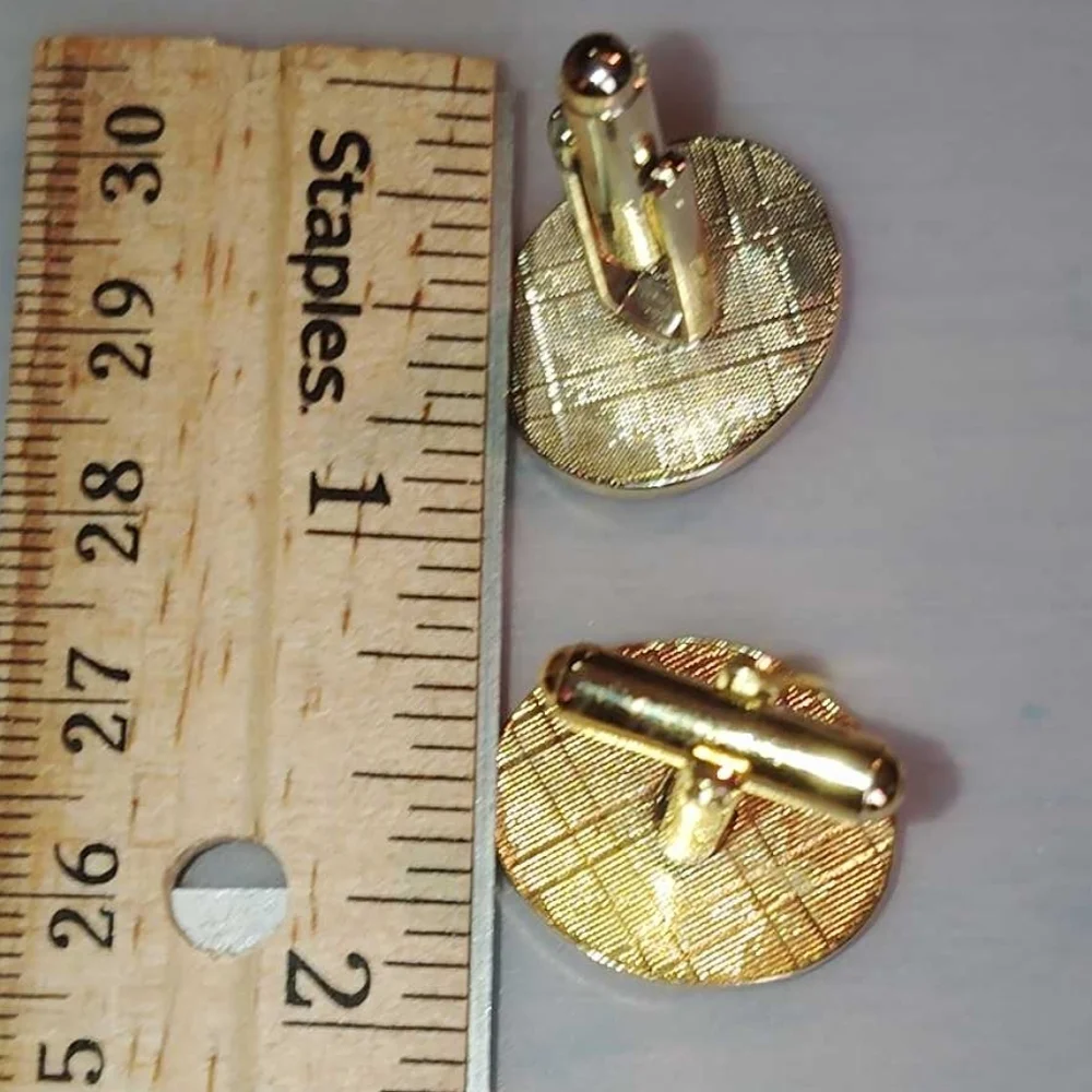 Vintage Black Enamel and Rhinestone Gold Tone Cuff Links